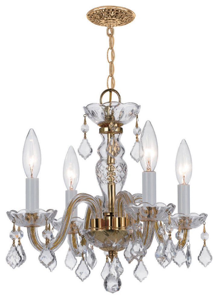 CRYSTORAMA 1064-PB-CL-I Crystal 4 Light Clear Crystal Brass Chandelier