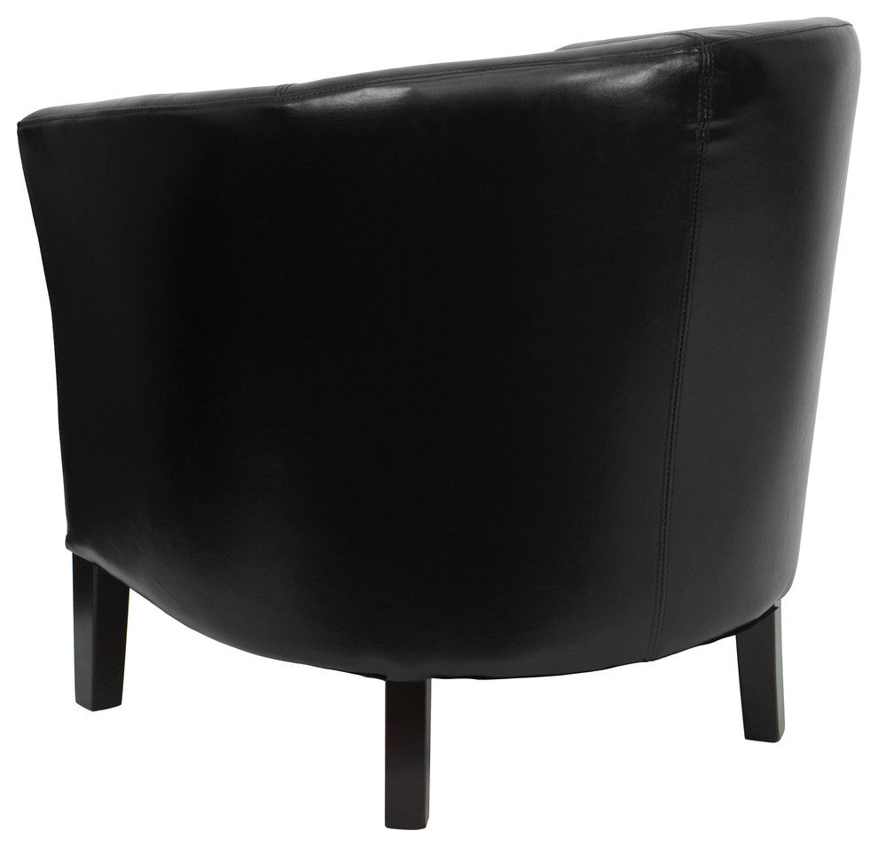 Flash Furniture Black Leather Barrel Shaped Guest Chair