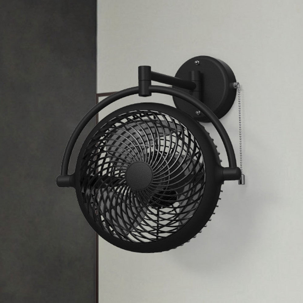 Whose Lamp 8-inch Wall Fan Walnut Finish, Black