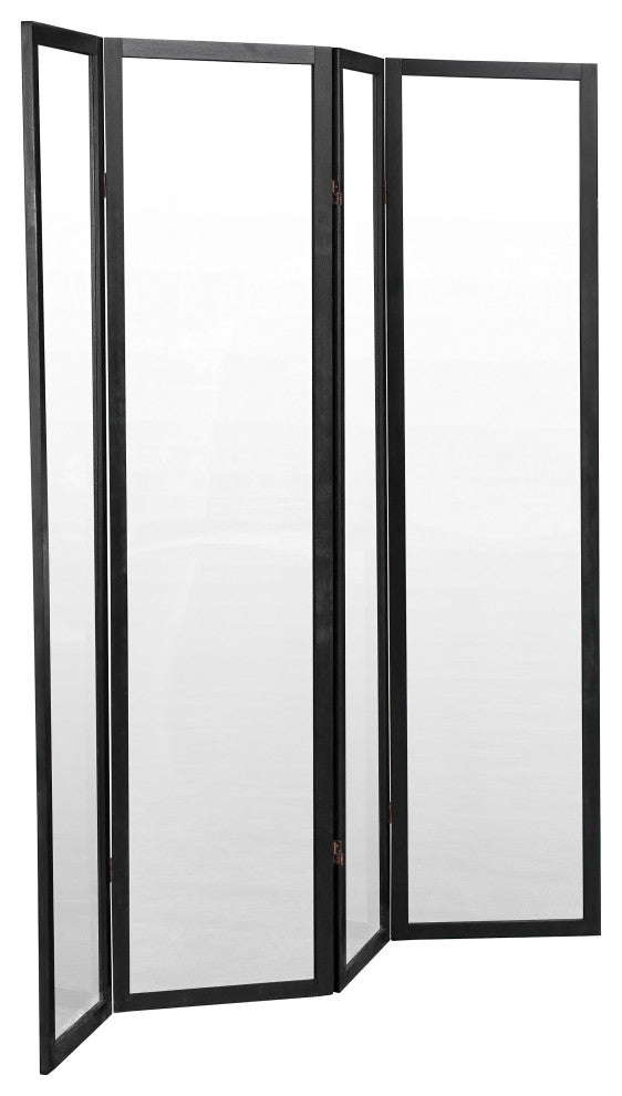 6' Tall Clear Screen Black, 4 Panel