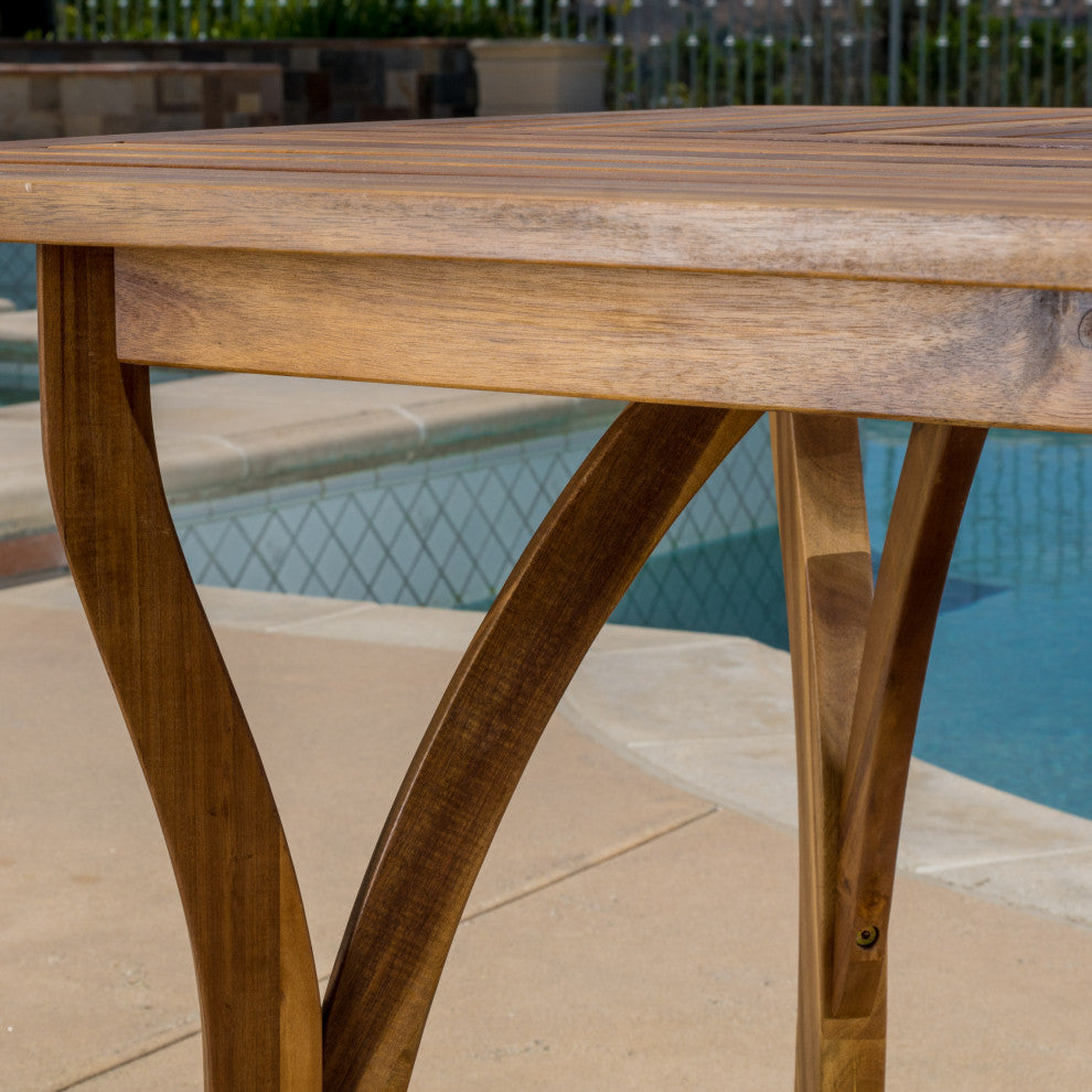 GDF Studio Baia 7-Piece Acacia Wood Outdoor Dining Set