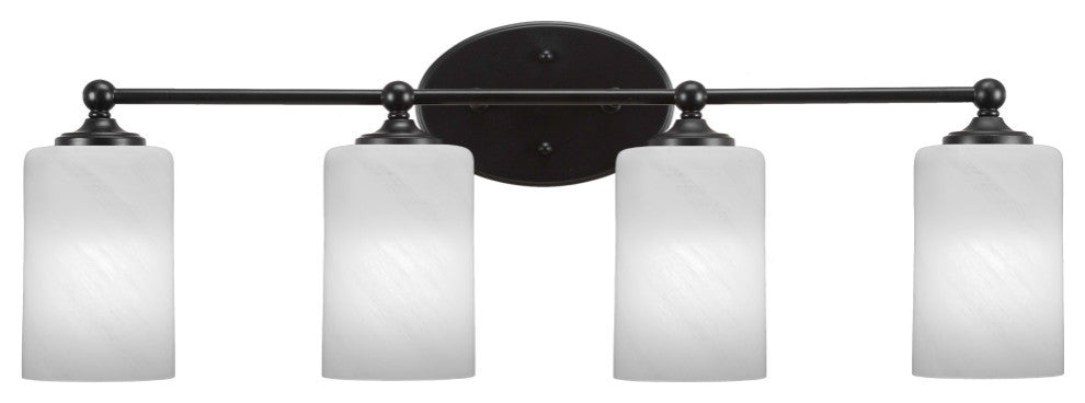 Capri 4-Light Bath Bar, Matte Black/White Marble