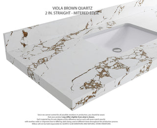 Paris 36" Left Offset Bathroom Vanity, White 2" Viola Brown