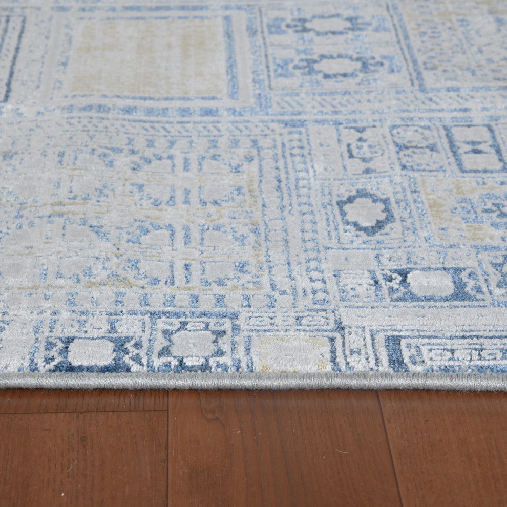 Haleena Inca Navy/Gold Polyester Blend Area Rug, 7'6"x9'6"