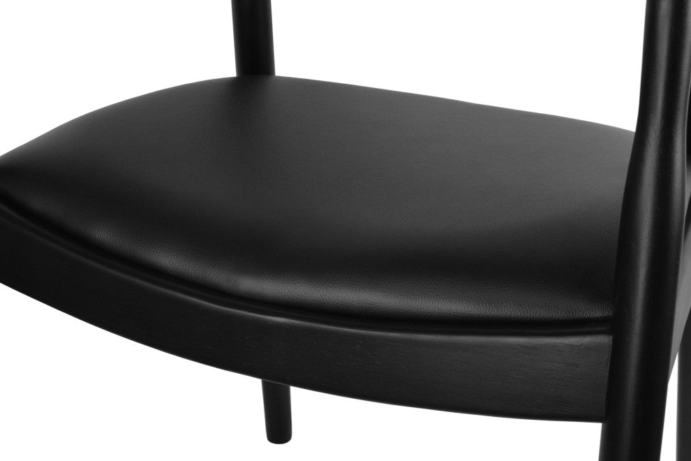 Real Oak Wood PU Leather Seat Wegner Kennedy Dining Assembled Chair, Black