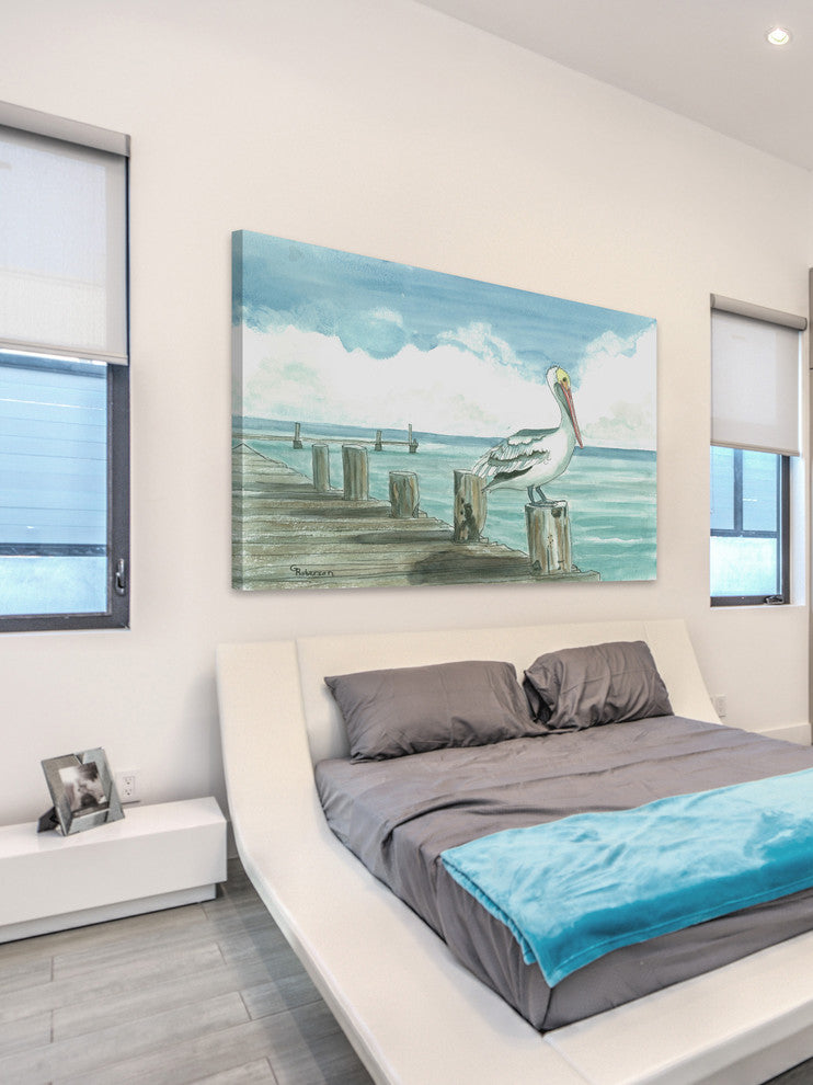 "Sitting on the Dock" Painting Print on Wrapped Canvas, 60"x40"