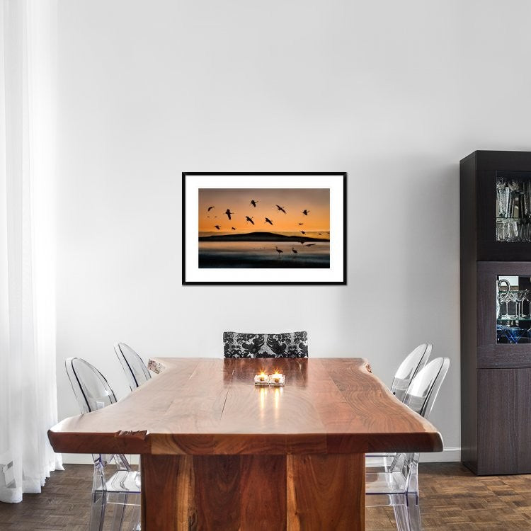 "Fly-In At Sunset" Framed Digital Print by Shenshen Dou, 38"x26"