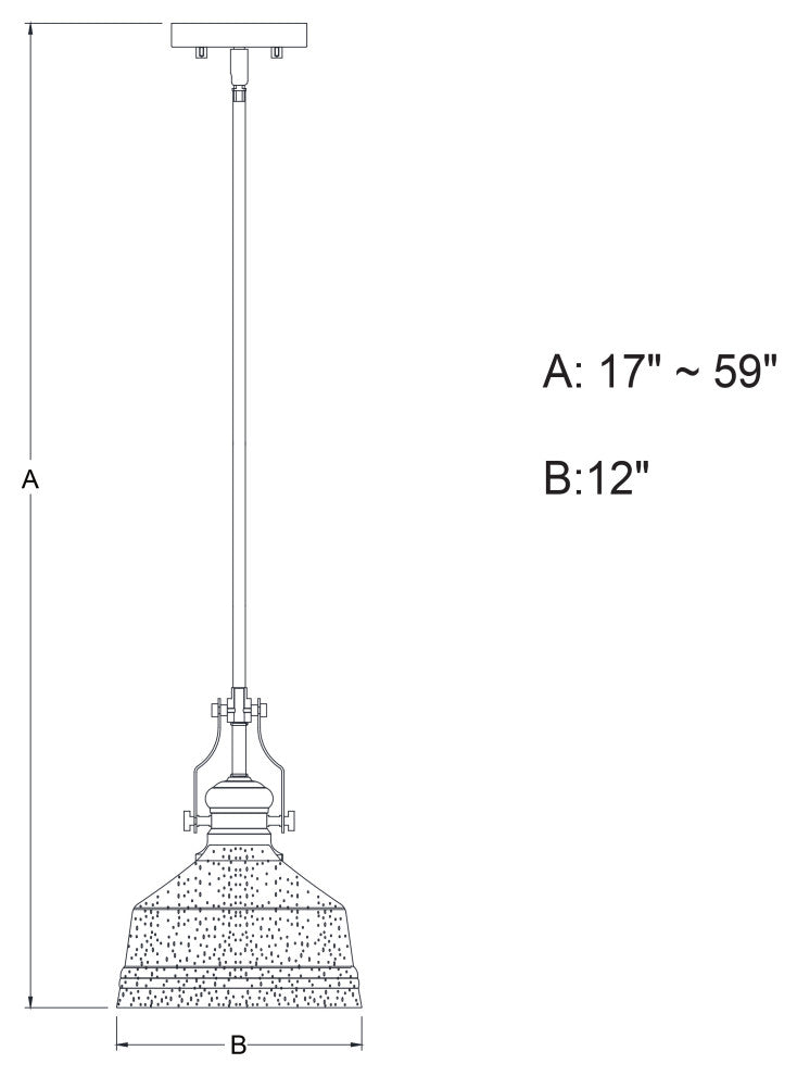 Beloit Farmhouse Pendant Ceiling Light Clear Glass, Matte Black, 12"wx17"hx12"d