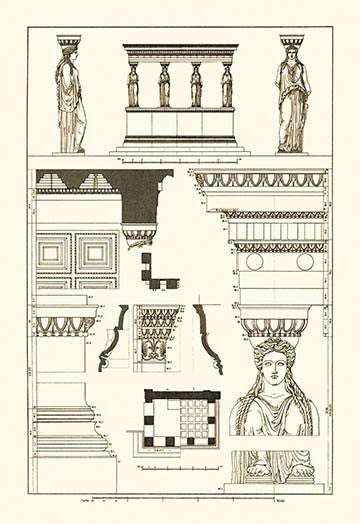 Porch of the Caryatids - Fine Art Giclee Print 24" x 36"
