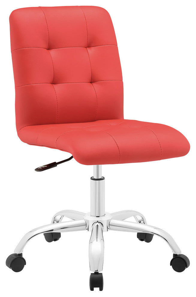 Modern Contemporary Office Chair, Red Faux Leather