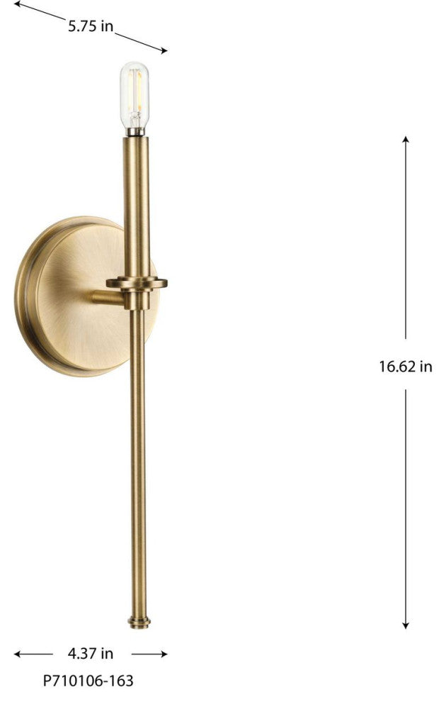 Elara Collection One-Light New Traditional Vintage Brass Wall Light