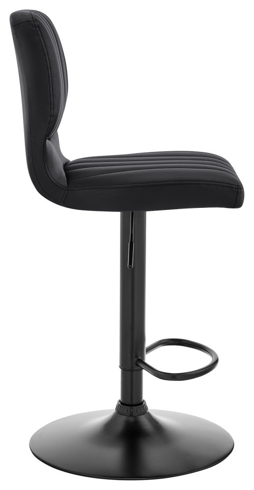 Bardot Adjustable Faux Leather Swivel Bar Stool, Black