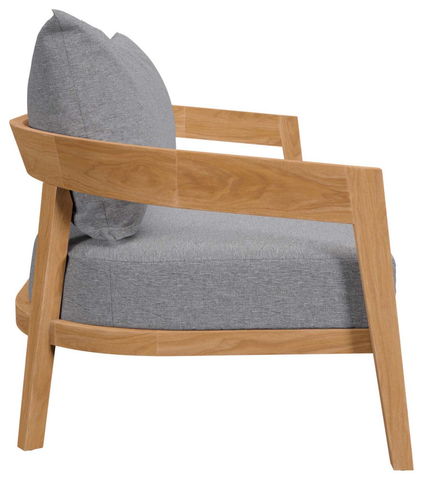 Brisbane 6-Piece Teak Wood Outdoor Patio Set, Natural Gray