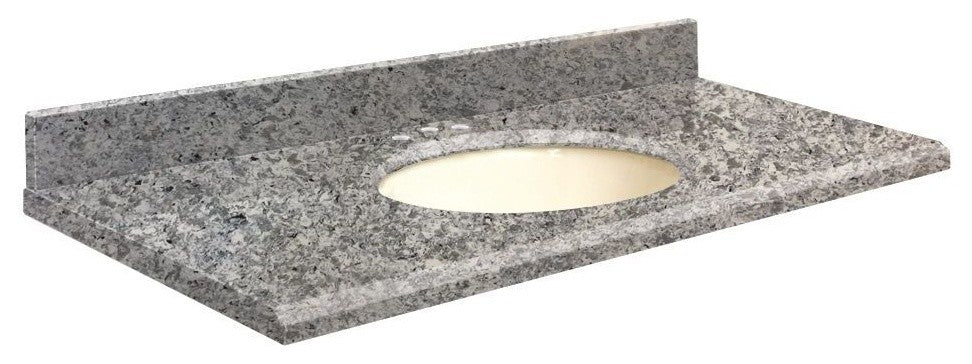 Quartz 25"x19" Vanity Top, Biscuit Bowl, Overture, 8" Offset