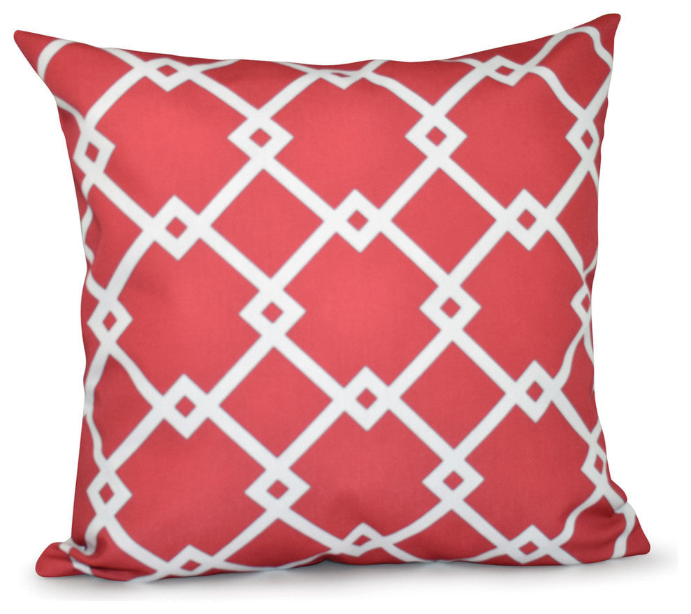 Geometric Decorative Pillow, Coral, 20"x20"