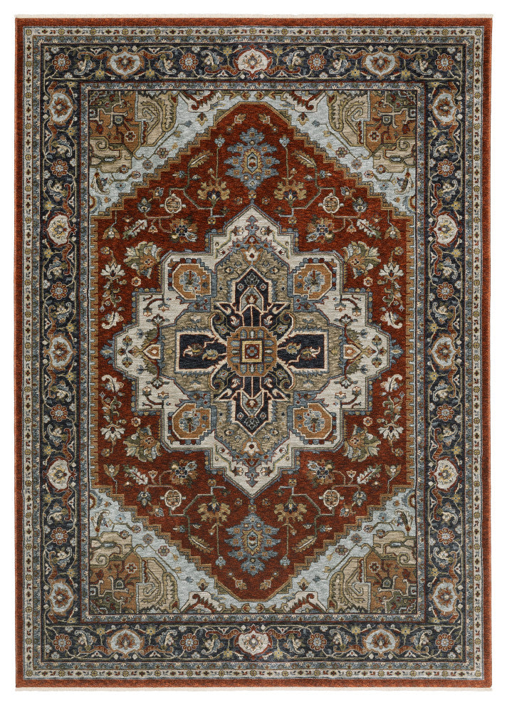 Augustus Center Medallion Indoor Area Rug, Red, 5'3"x7'6"