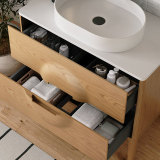 The Ethel Bathroom Vanity, Oak, 36", Single Sink, Freestanding