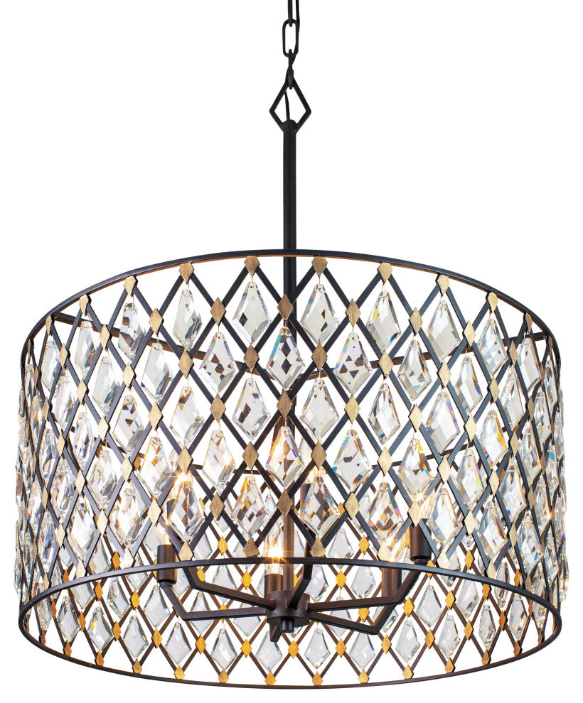 Windsor Six Light Pendant, Carbon/Havana Gold