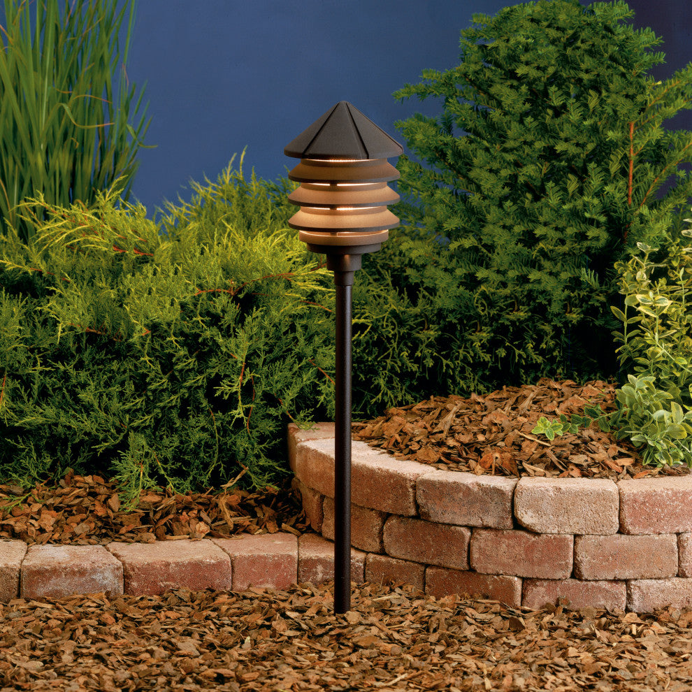 Kichler Six Groove 1-Light 12V Path/Spread Light, Textured Architectural Bronze