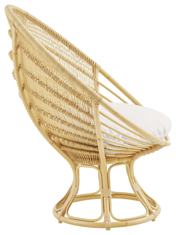 Franco Albini Luna Exterior Sunchair, Natural, White Canvas
