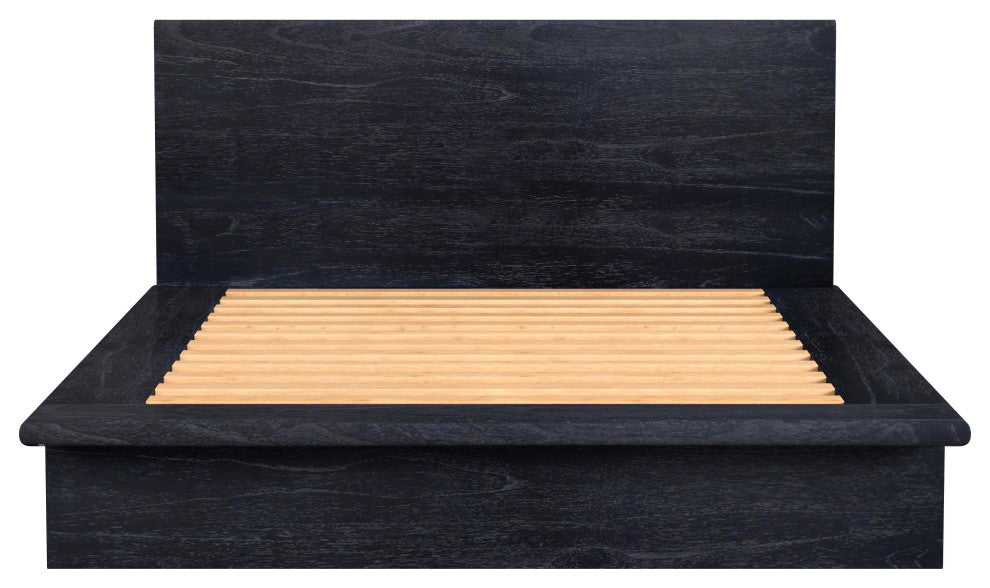 Halmstad Wood Panel Bed, Washed Black, Queen