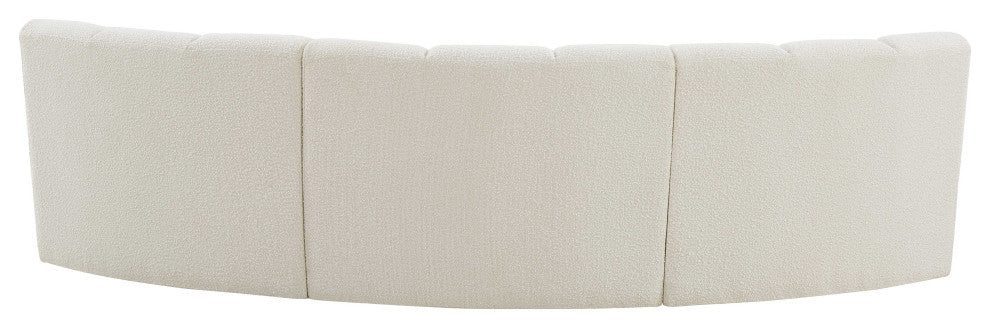 Infinity Black Boucle Fabric Upholstered Arc Shaped Modular Sectional, Cream, 3-Piece, Arc-Shaped