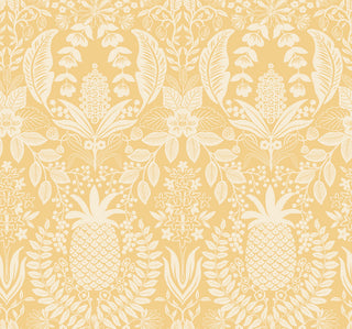 Pineapple Damask Yellow Wallpaper