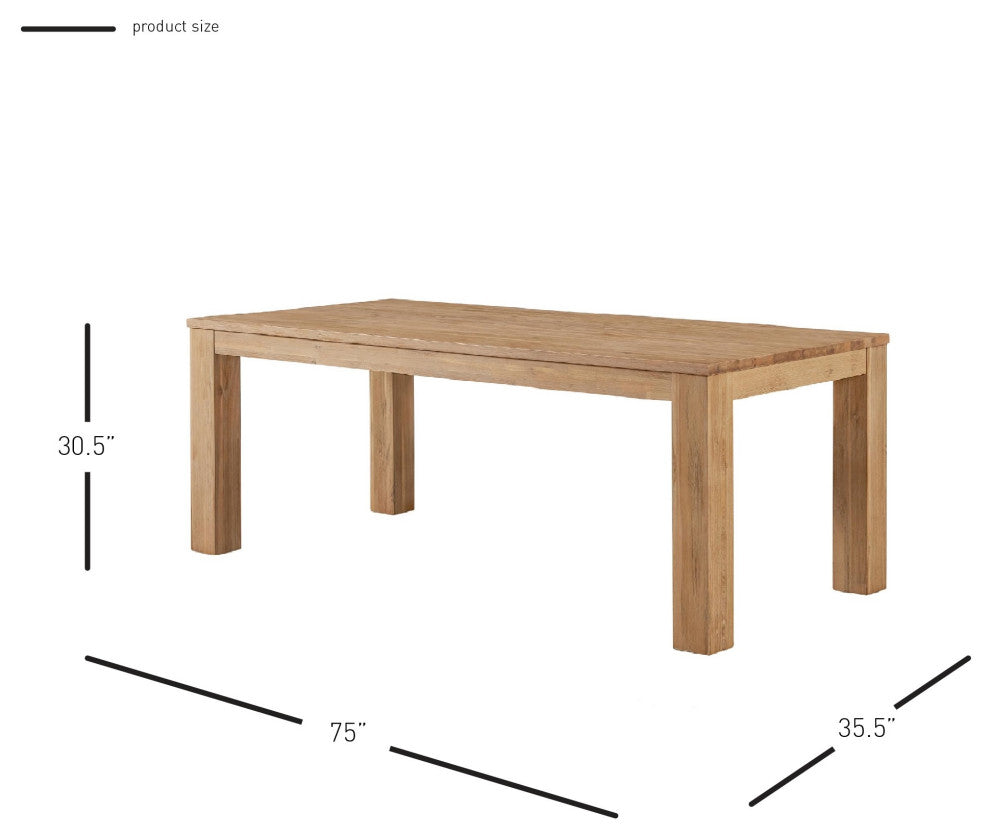 Bedford KD 75" Rect. Dining Table Square Legs, Brushed Smoke