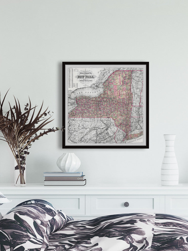 "NY City Map" Framed Painting Print, 32x32