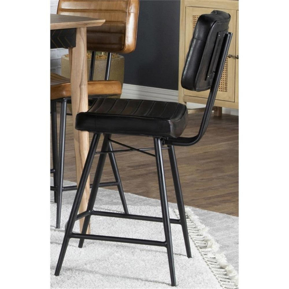Pemberly Row Leather Upholstered Counter Height Stools Espresso