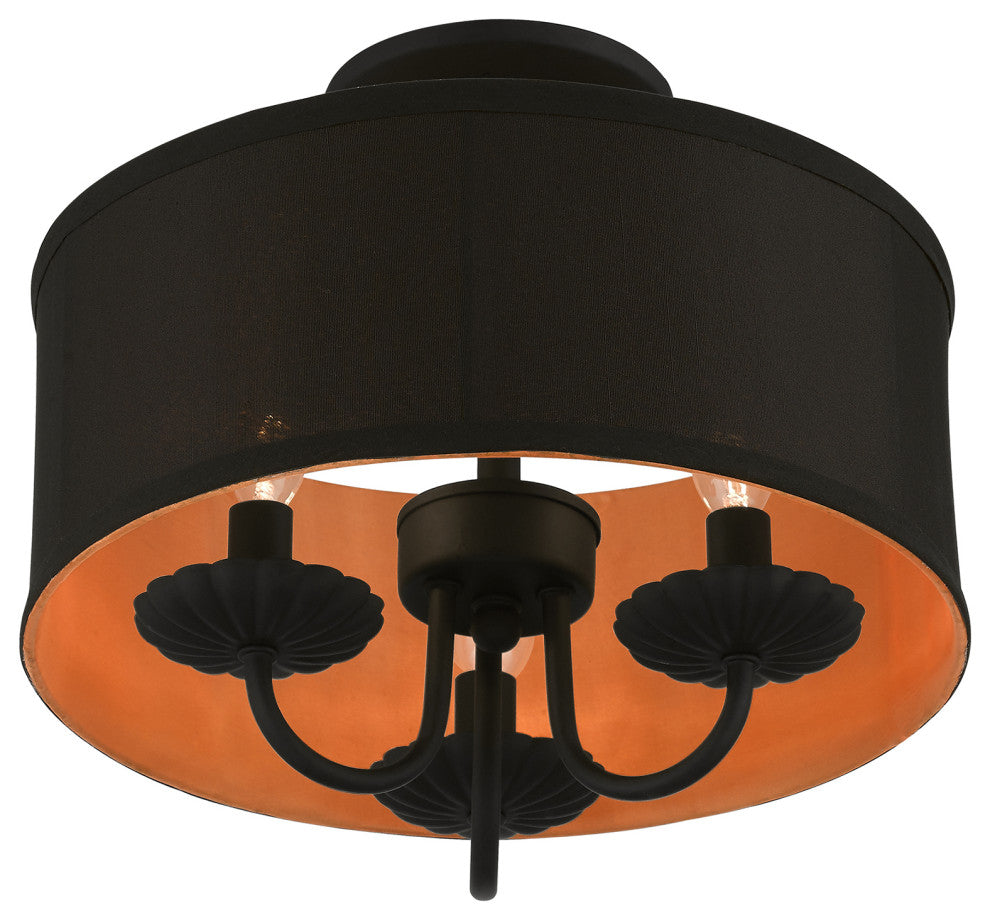 Livex Lighting 3 Light Black Semi-Flush Mount