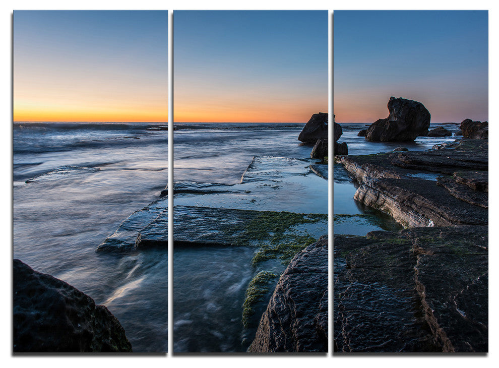 "Bluish Sea Waters at Sydney Beach" Metal Wall Art, 3 Panels, 36"x28"
