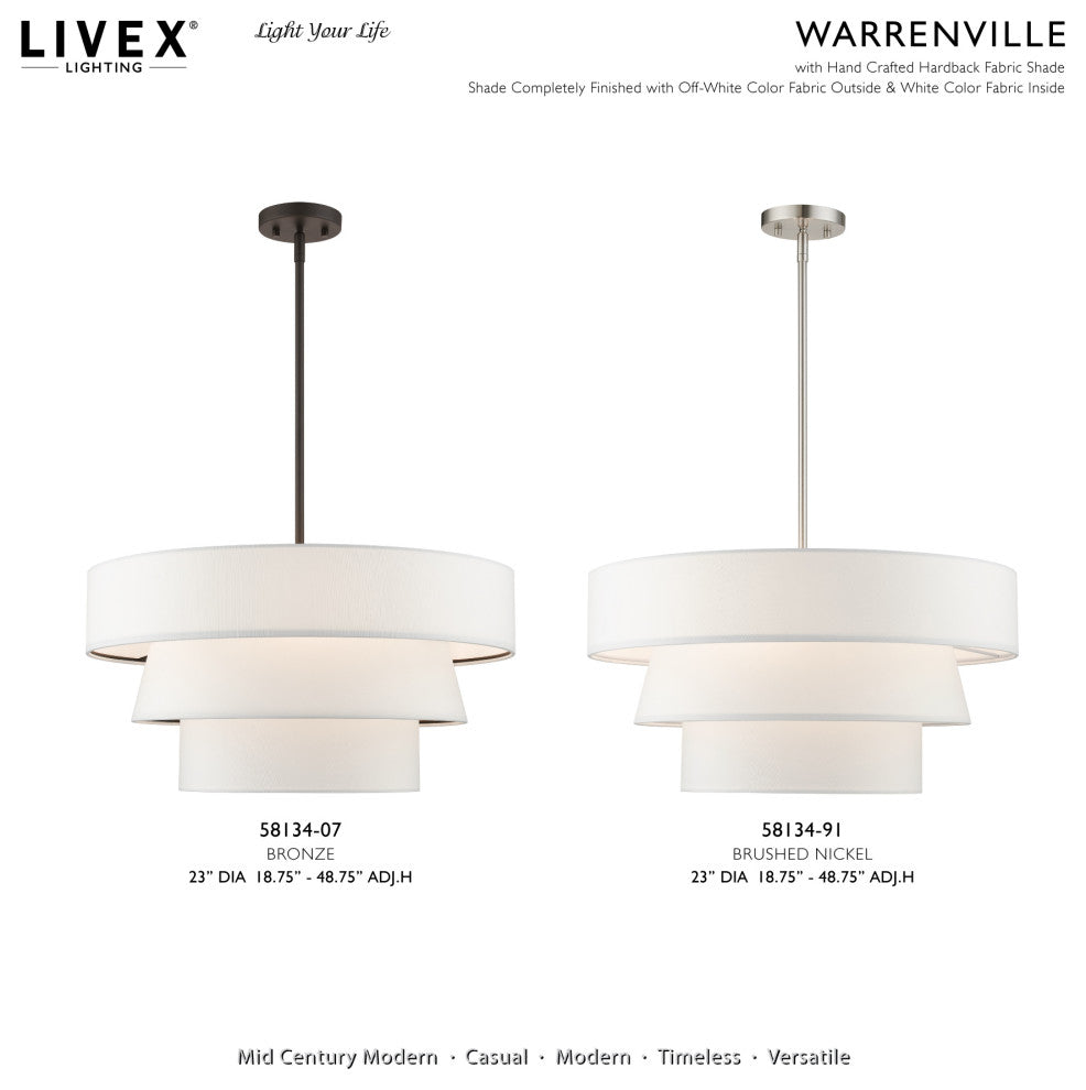 Livex Lighting Warrenville 4-Light Brushed Nickel Pendant Chandelier