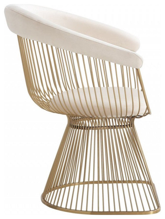 Swell Gold Dining Chair Arm Chair, Beige