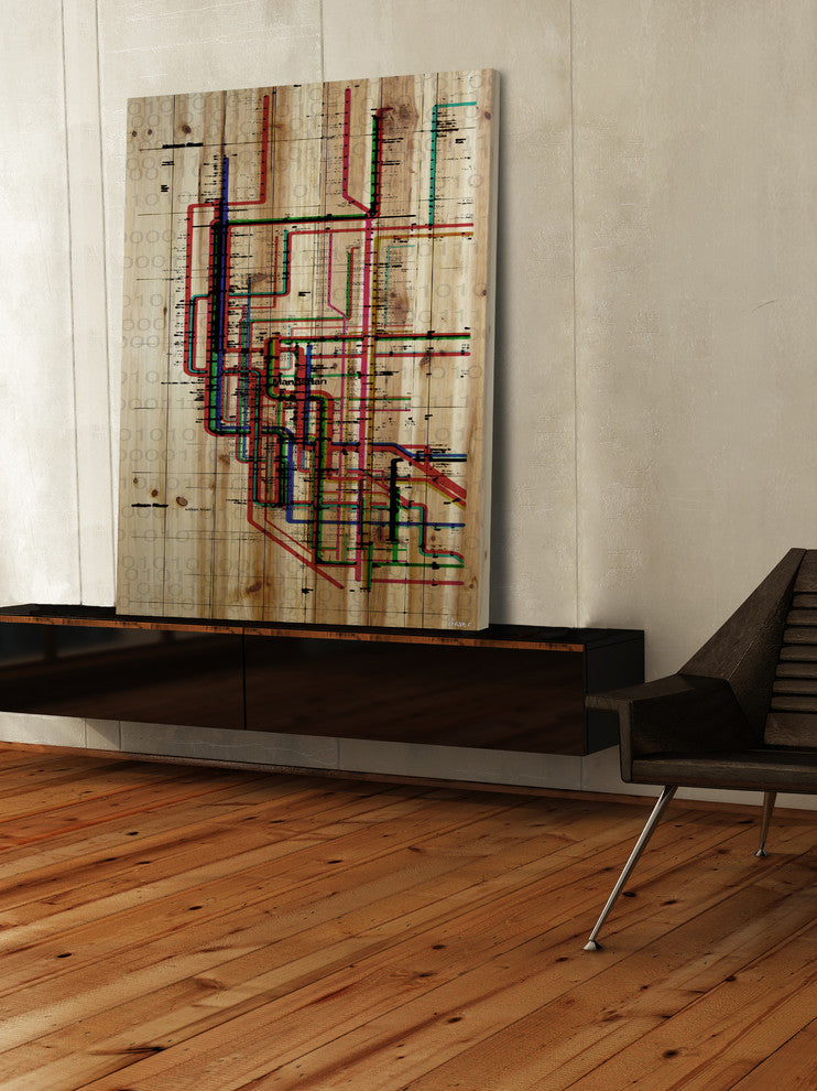 "Subway" UV Ink Print on Natural Pine Wood, 40"x60"