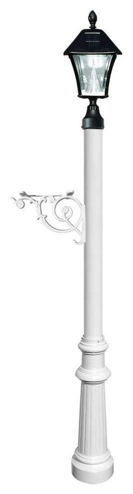 Lewiston Post System Only-Bayview Solar Lamp, Support Bracket-Fluted Base, White