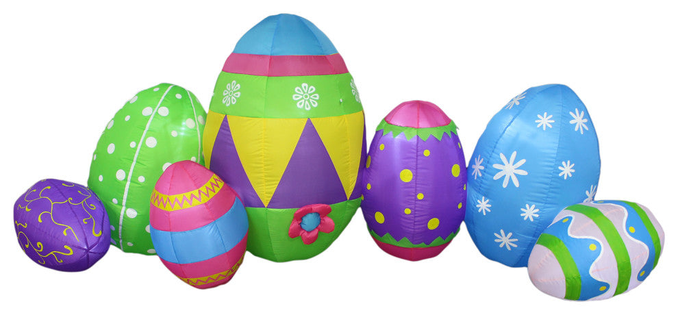 Long Easter Inflatable 7 Easter Eggs, 8'