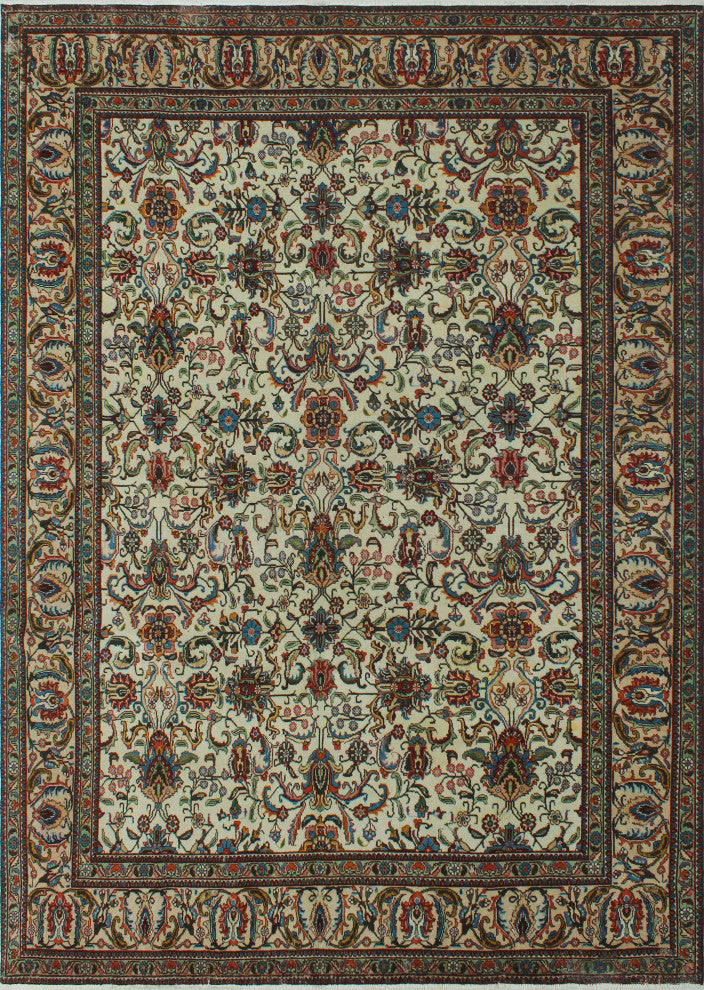 Fine Vintage Distressed Correy Ivory Rug