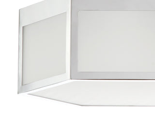 Minimo Hexagon Metal and Frosted Glass LED Flush Mount, Chrome, Width: 15.75"
