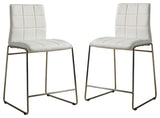Furniture of America Poipen White Faux Leather Counter Height Chairs (Set of 2)