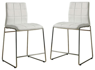 Furniture of America Poipen White Faux Leather Counter Height Chairs (Set of 2)