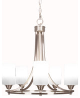 Paramount 5-Light Chandelier, Brushed Nickel, 4" White Marble Glass