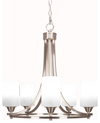 Paramount 5-Light Chandelier, Brushed Nickel, 4" White Marble Glass