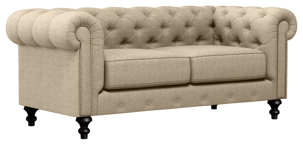 Nativa Interiors London 72" Sofa, Flax, Deep Plush Depth