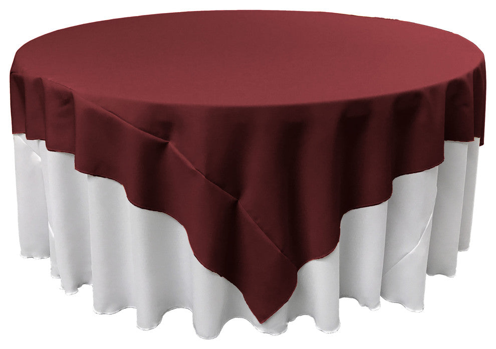 LA Linen Square Polyester Poplin Tablecloth, Burgundy, 72"x72"