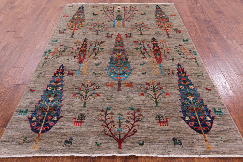 5' 9" X 8' 2" Tribal Persian Gabbeh Hand Knotted Wool Rug Q9969