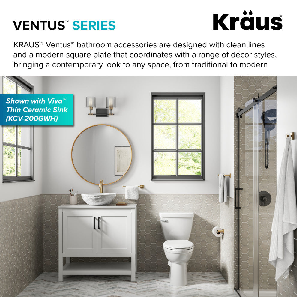 Ventus Bathroom Robe and Towel Hook, Brushed Gold