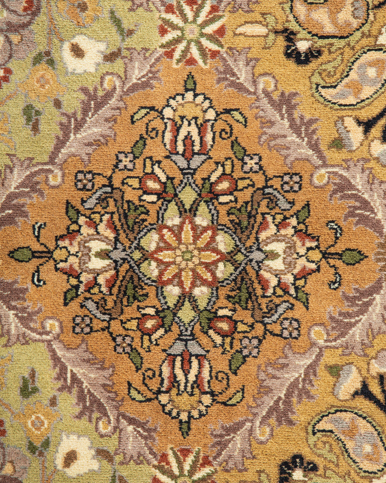Kaur Octagon One-of-a-Kind Hand-Knotted Area Rug Yellow, 8'1"x8'1"