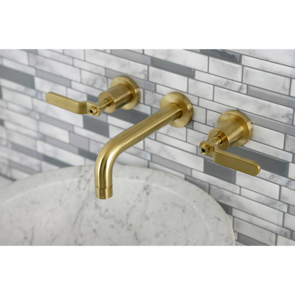 Kingston Brass KS8127KL Two-Handle Wall Mount Bathroom Faucet, Brushed Brass