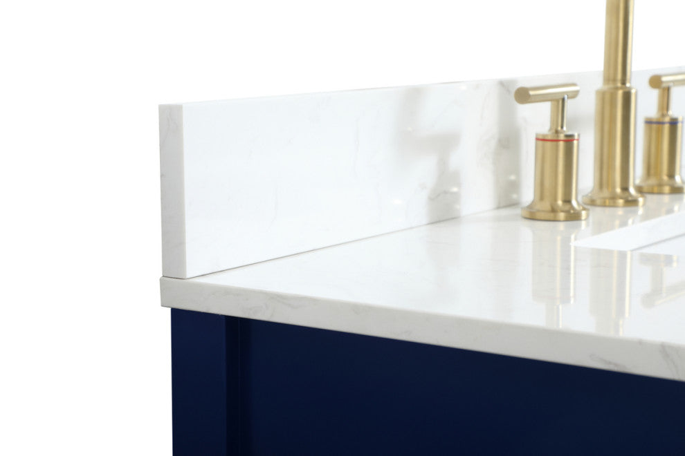 36" Single Bathroom Vanity, Blue, With Backsplash